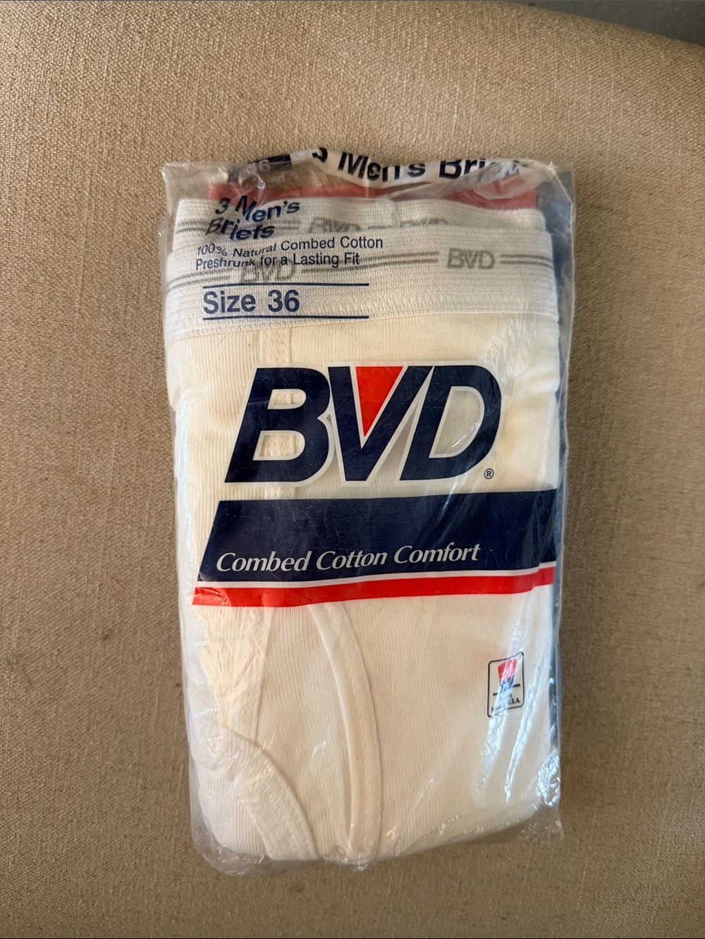 BVD Men’s Vintage Combed Cotton Briefs Underwear New White Size 36